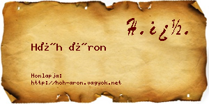 Hőh Áron névjegykártya